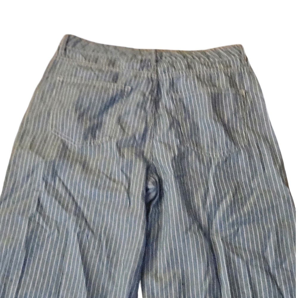 Habitual Womens Blue White Pinstripe Wide Leg Cotton Trousers Pants Size 8/29 - Picture 3 of 5